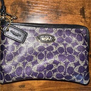 Coach Purple Clutch with Signature Monogram
